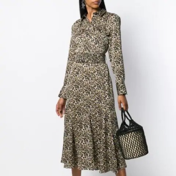 Equipment Dresses & Skirts - Equipment Lenora Leopard Midi Dress